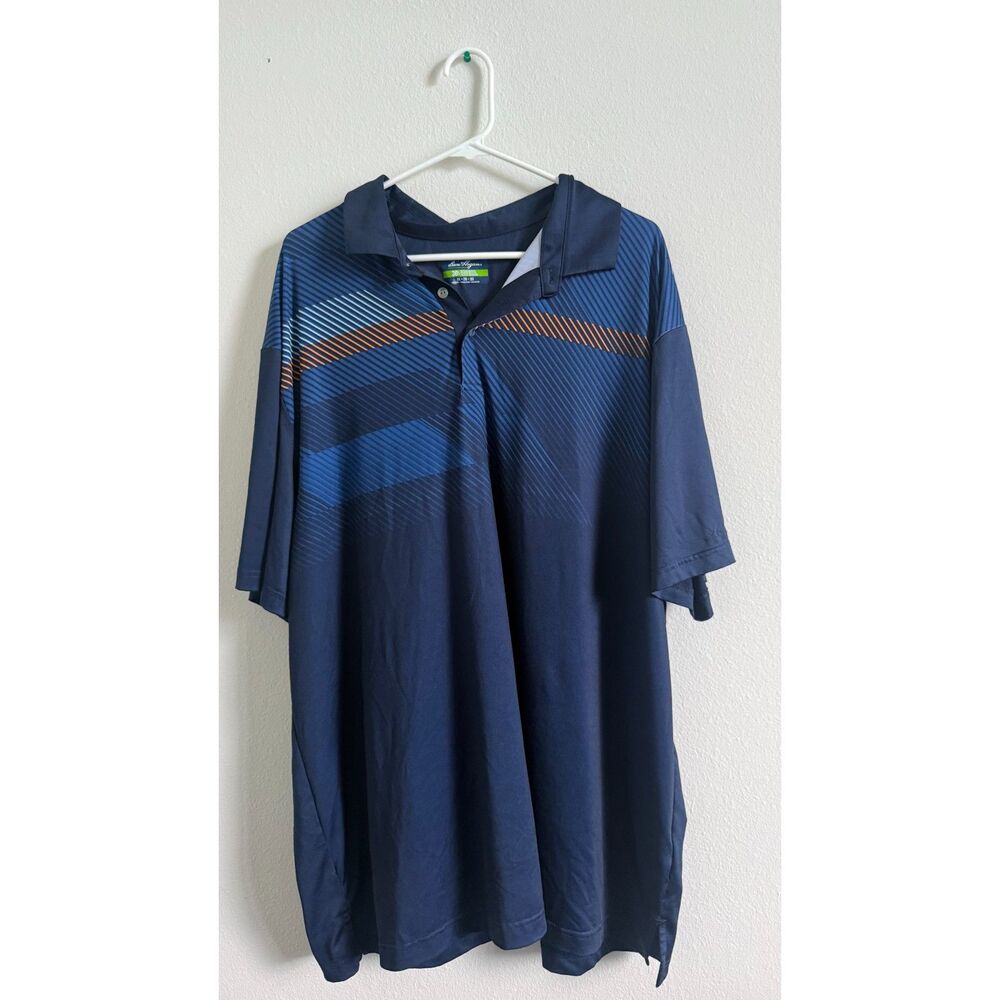 Ben Hogan Performance Golf Polo Men’s 2XL Navy Blue Orange Stripe Recycled